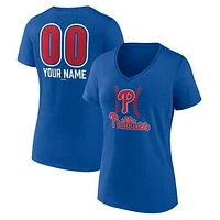 Women's  Royal Philadelphia Phillies Personalized Name & Number Fastball V-Neck T-Shirt