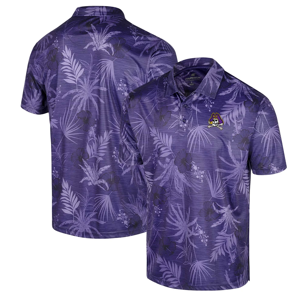 Men's Colosseum Purple ECU Pirates Palms Polo