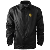 Men's Dunbrooke  Black San Diego Padres Coach's Raglan Full-Snap Windbreaker Jacket