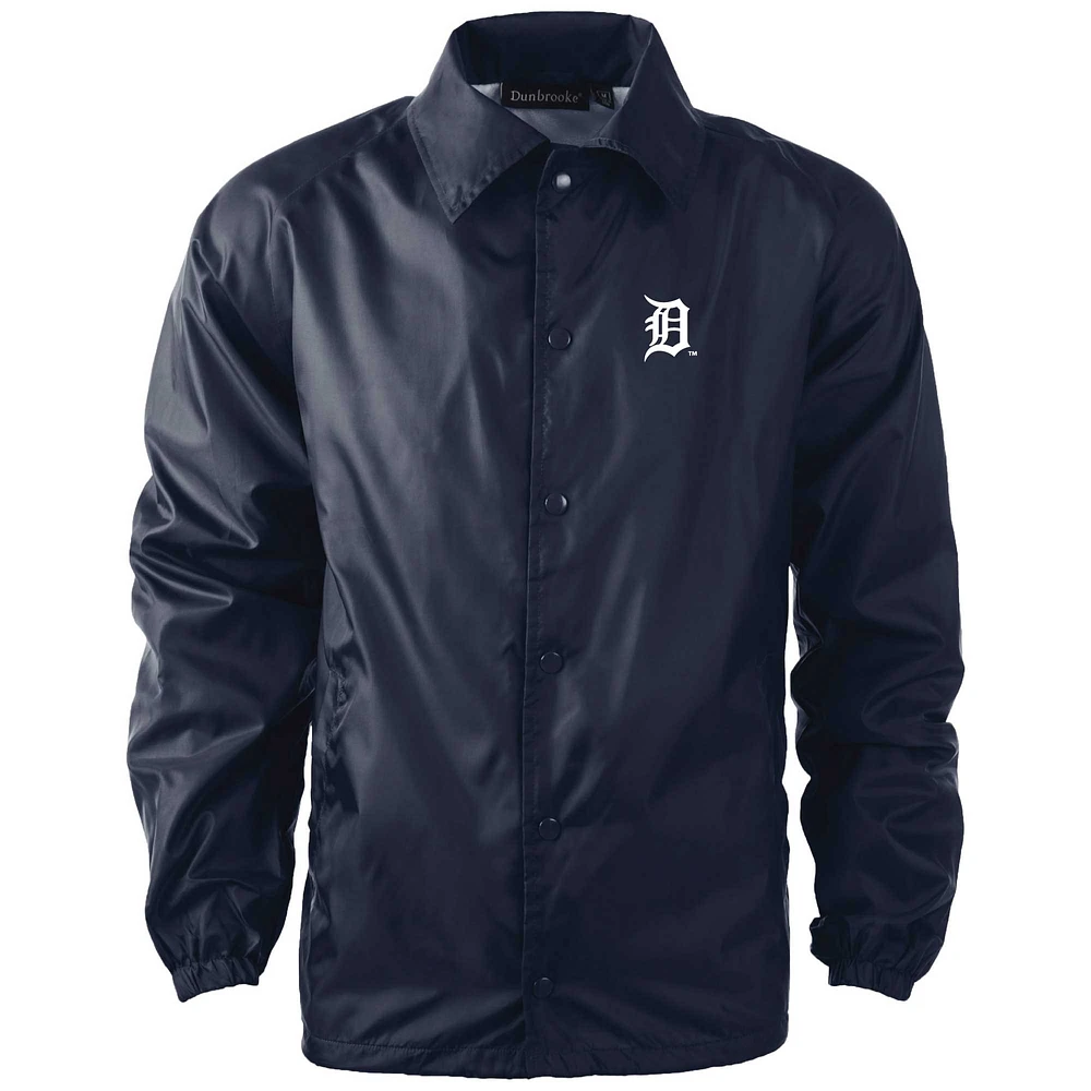 Men's Dunbrooke  Navy Detroit Tigers Coach's Raglan Full-Snap Windbreaker Jacket