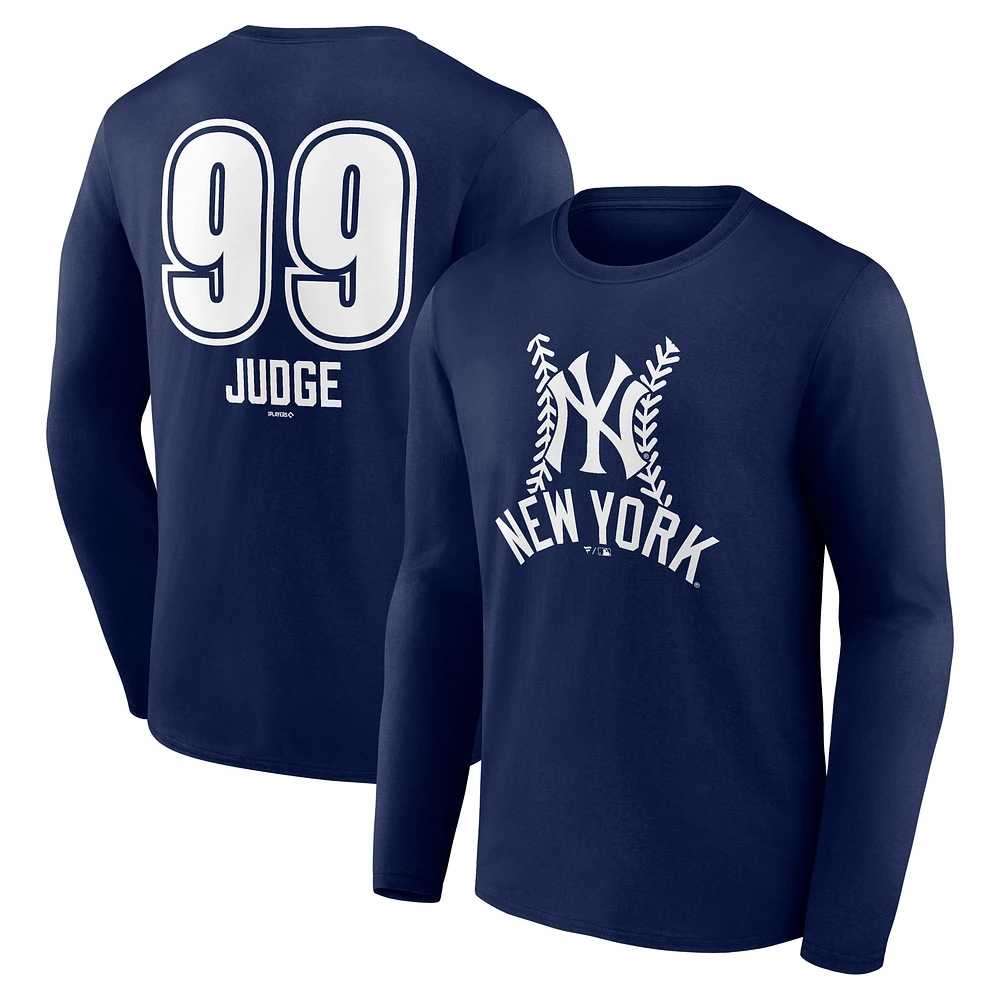 Men's Aaron Judge Navy New York Yankees Fastball Player Name & Number Long Sleeve T-Shirt