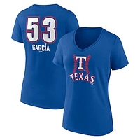 Women's Adolis Garcia Royal Texas Rangers Fastball Player Name & Number V-Neck T-Shirt