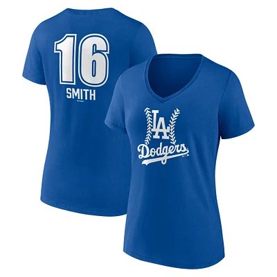 Women's Will Smith Royal Los Angeles Dodgers Fastball Player Name & Number V-Neck T-Shirt