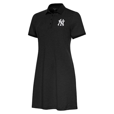 Women's Antigua  Black New York Yankees Play Through Polo Dress