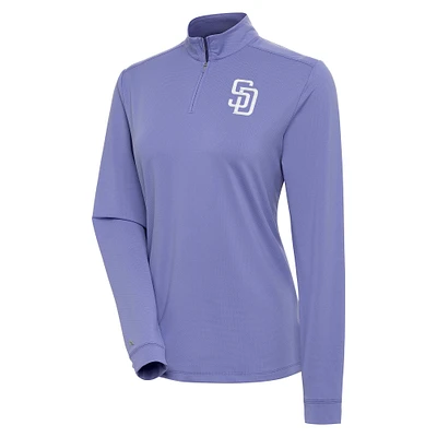 Women's Antigua Purple San Diego Padres Finish Quarter-Zip Pullover Top