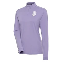 Women's Antigua Purple San Francisco Giants Finish Quarter-Zip Pullover Top