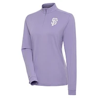 Women's Antigua Purple San Francisco Giants Finish Quarter-Zip Pullover Top