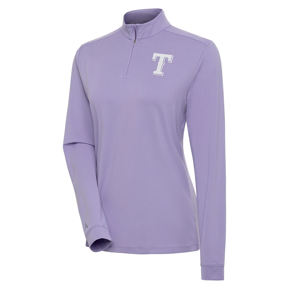 Women's Antigua Purple Texas Rangers Finish Quarter-Zip Pullover Top