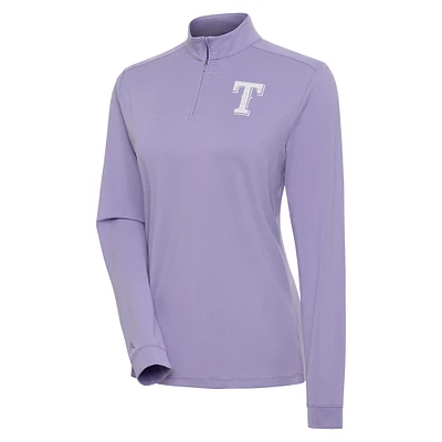Women's Antigua  Purple Texas Rangers Finish Quarter-Zip Pullover Top