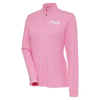 Women's Antigua  Pink Atlanta Braves Mentor Quarter-Zip Pullover Top