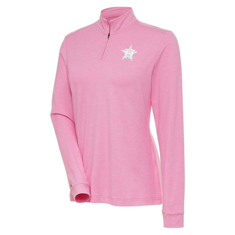 Women's Antigua  Pink Houston Astros Mentor Quarter-Zip Pullover Top