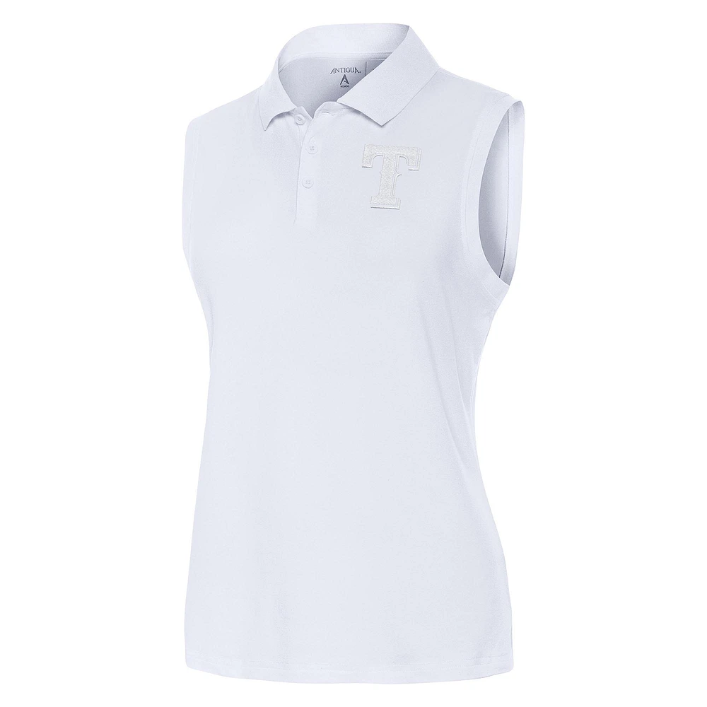Women's Antigua White Texas Rangers Recap Sleeveless Polo