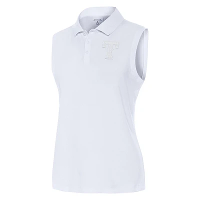 Women's Antigua  White Texas Rangers Recap Sleeveless Polo