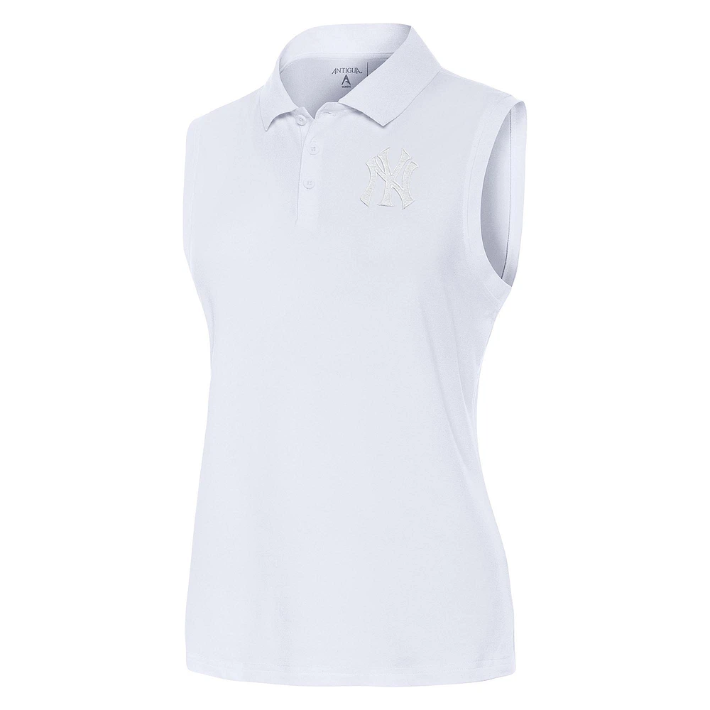 Women's Antigua White New York Yankees Recap Sleeveless Polo