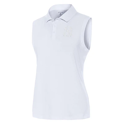 Women's Antigua  White New York Yankees Recap Sleeveless Polo