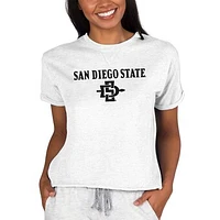 Women's Concepts Sport Oatmeal San Diego State Aztecs Tri-Blend Mainstream Terry Short Sleeve Sweatshirt Top