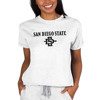 Women's Concepts Sport Oatmeal San Diego State Aztecs Tri-Blend Mainstream Terry Short Sleeve Sweatshirt Top