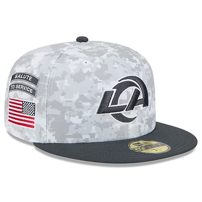 Men's New Era Arctic Camo/Graphite Los Angeles Rams 2024 Salute To Service 59FIFTY Fitted Hat