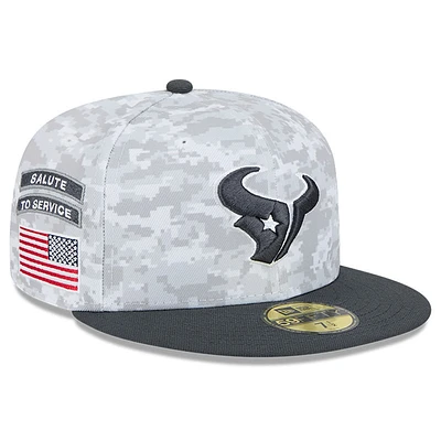 Men's New Era Arctic Camo/Graphite Houston Texans 2024 Salute To Service 59FIFTY Fitted Hat