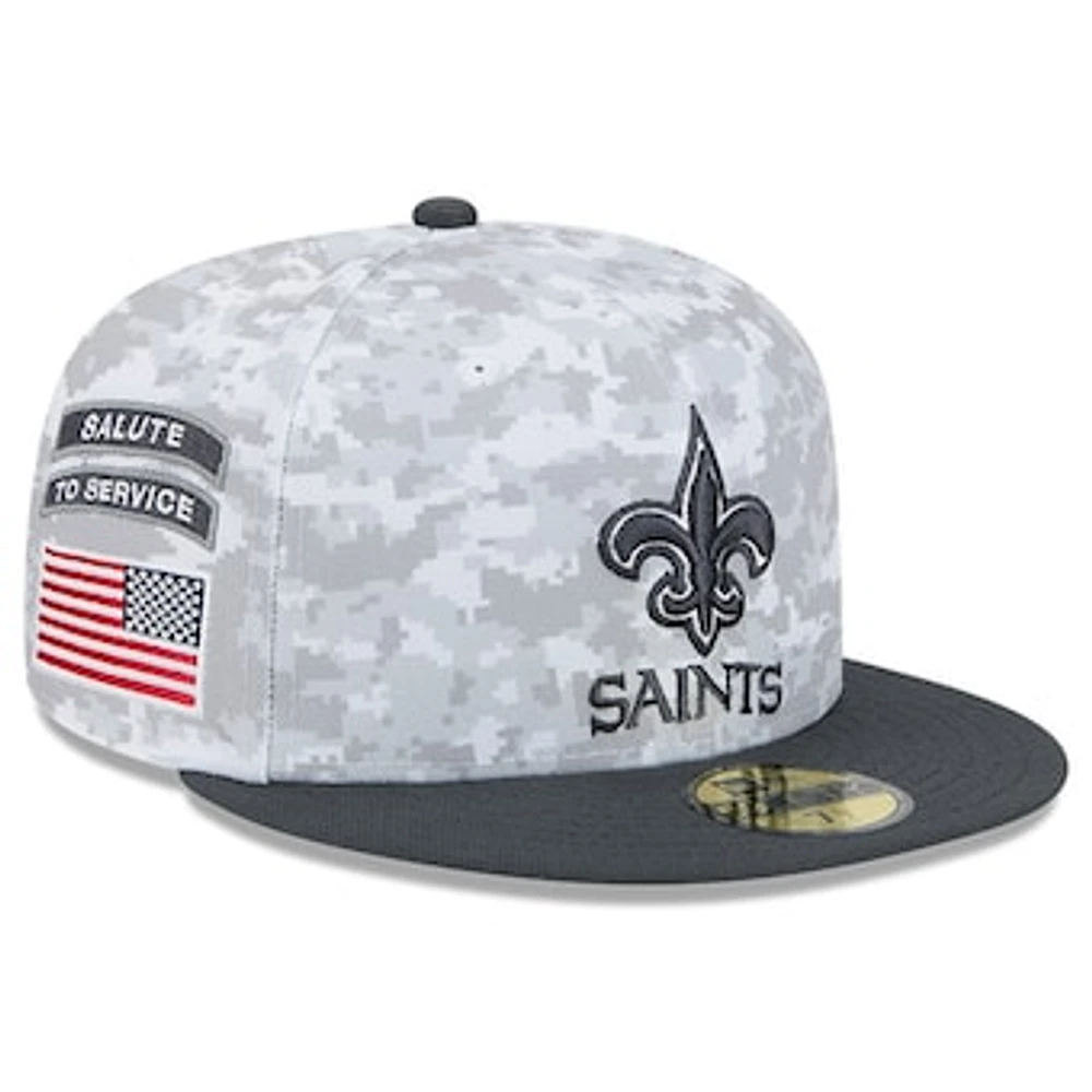 Men's New Era Arctic Camo/Graphite Orleans Saints 2024 Salute To Service 59FIFTY Fitted Hat