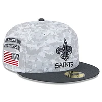 Men's New Era Arctic Camo/Graphite Orleans Saints 2024 Salute To Service 59FIFTY Fitted Hat