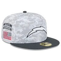 Men's New Era Arctic Camo/Graphite Los Angeles Chargers 2024 Salute To Service 59FIFTY Fitted Hat