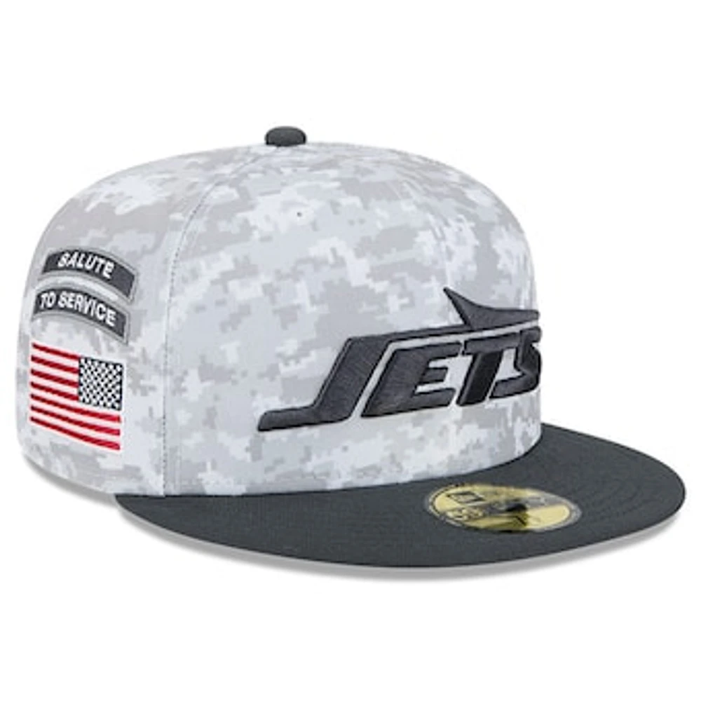 Men's New Era Arctic Camo/Graphite York Jets 2024 Salute To Service 59FIFTY Fitted Hat