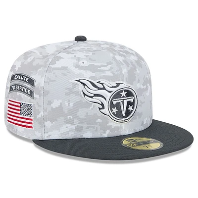 Men's New Era Arctic Camo/Graphite Tennessee Titans 2024 Salute To Service 59FIFTY Fitted Hat