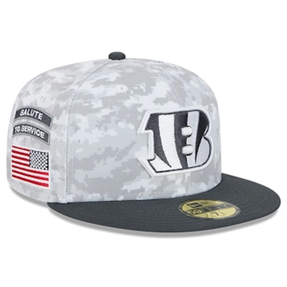 Men's New Era Arctic Camo/Graphite Cincinnati Bengals 2024 Salute To Service 59FIFTY Fitted Hat