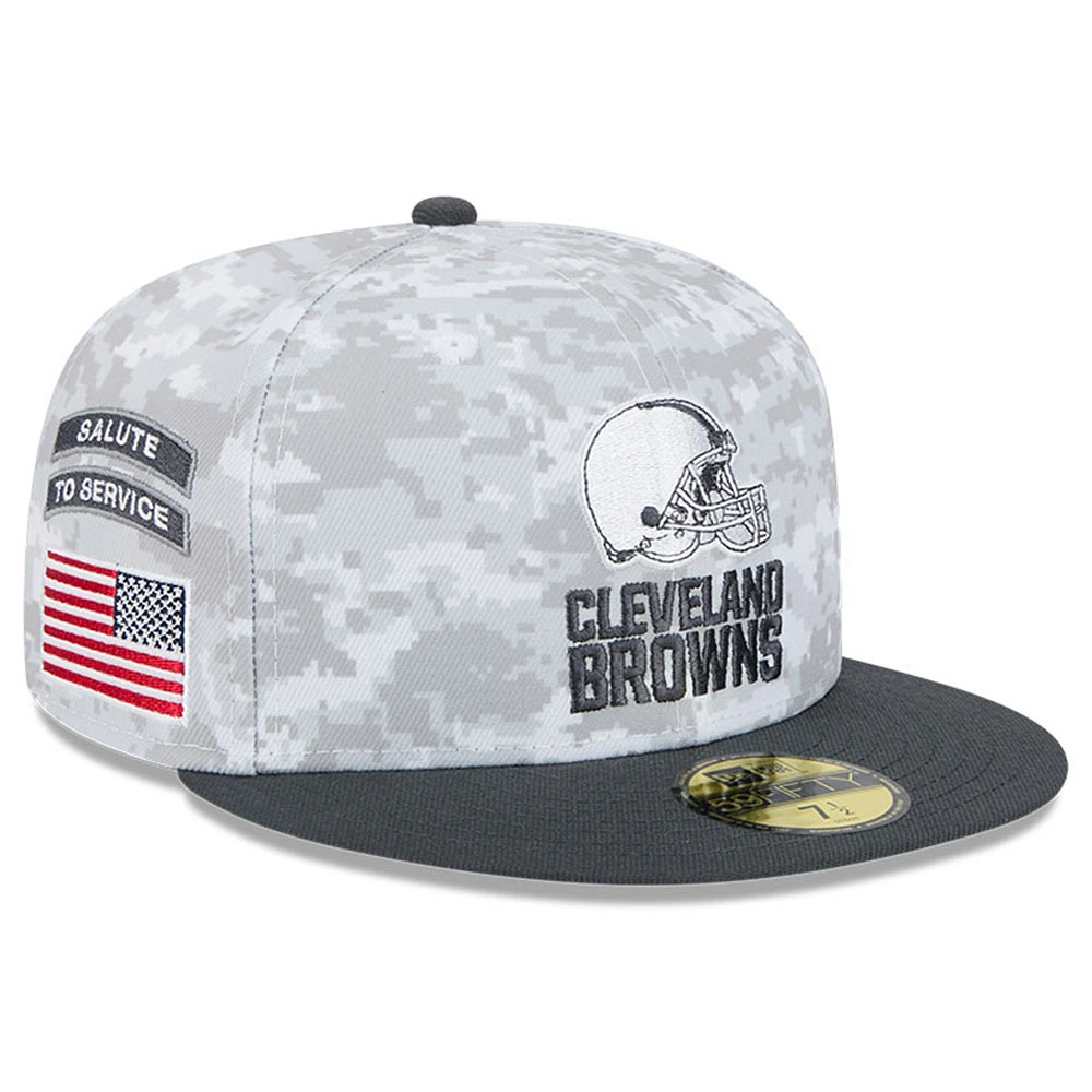 Men's New Era Arctic Camo/Graphite Cleveland Browns 2024 Salute To Service 59FIFTY Fitted Hat