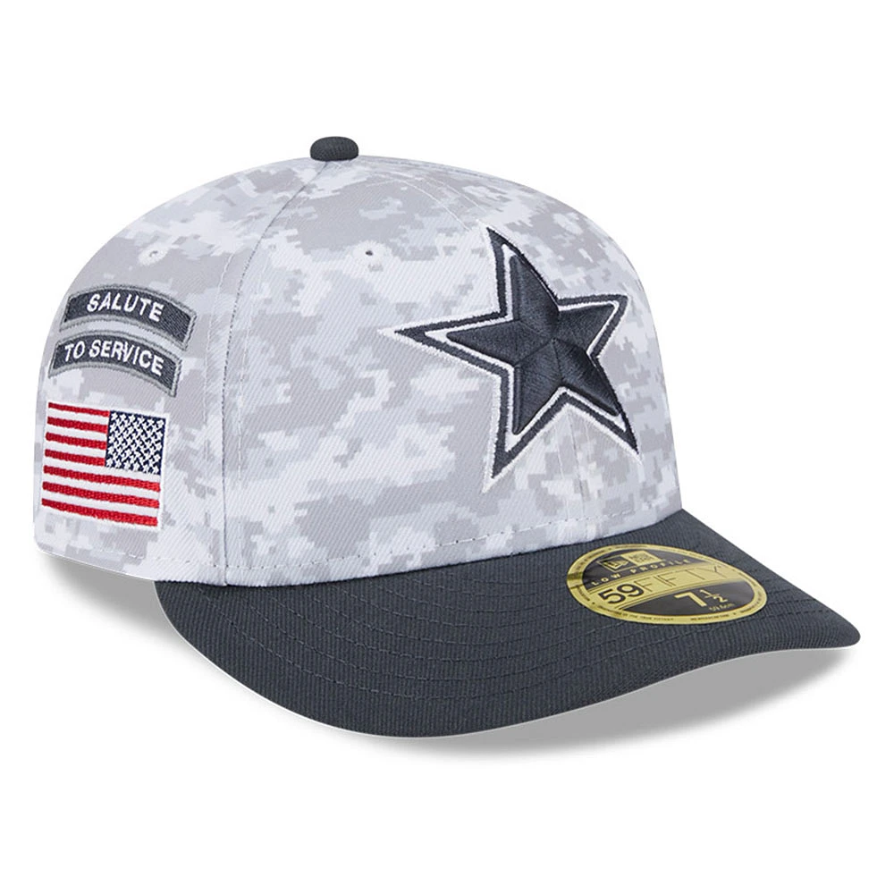 Men's New Era Arctic Camo/Graphite Dallas Cowboys 2024 Salute To Service Low Profile 59FIFTY Fitted Hat