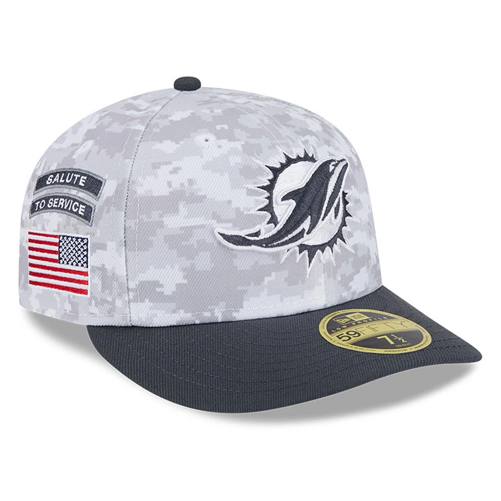 Men's New Era Arctic Camo/Graphite Miami Dolphins 2024 Salute To Service Low Profile 59FIFTY Fitted Hat