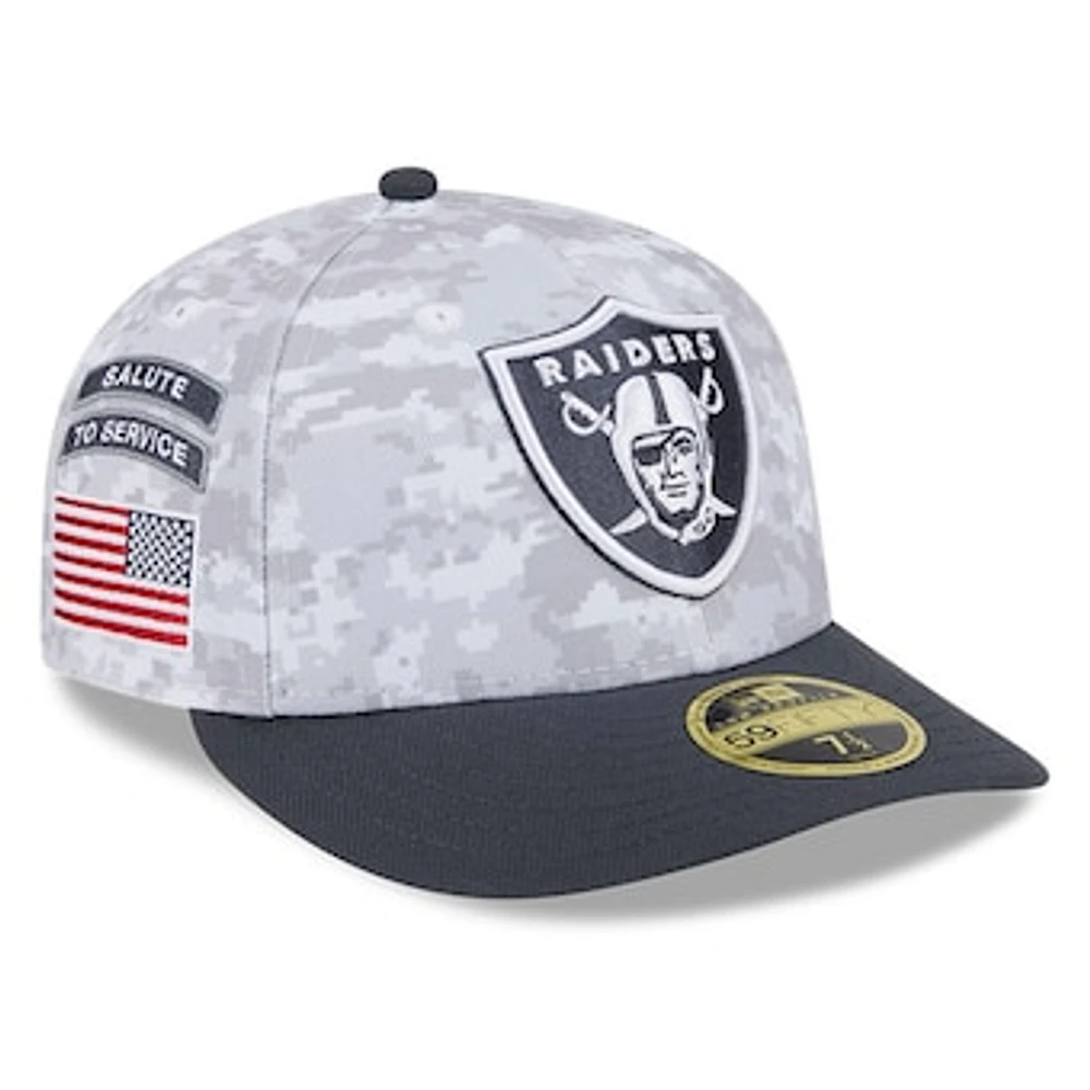 Men's New Era Arctic Camo/Graphite Las Vegas Raiders 2024 Salute To Service Low Profile 59FIFTY Fitted Hat