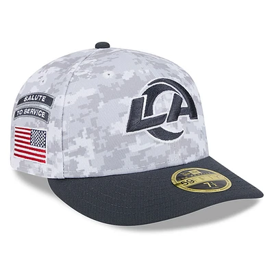 Men's New Era Arctic Camo/Graphite Los Angeles Rams 2024 Salute To Service Low Profile 59FIFTY Fitted Hat