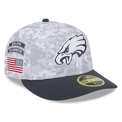 Men's New Era Arctic Camo/Graphite Philadelphia Eagles 2024 Salute To Service Low Profile 59FIFTY Fitted Hat