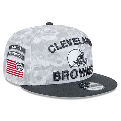 Men's New Era  White/Graphite Cleveland Browns 2024 Salute To Service 9FIFTY Snapback Hat