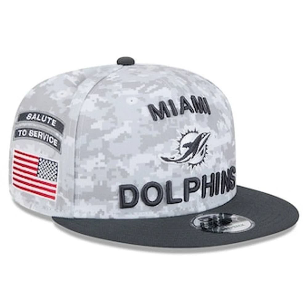 Men's New Era  White/Graphite Miami Dolphins 2024 Salute To Service 9FIFTY Snapback Hat