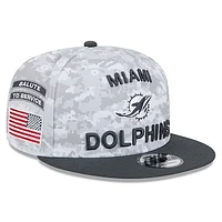 Men's New Era  White/Graphite Miami Dolphins 2024 Salute To Service 9FIFTY Snapback Hat