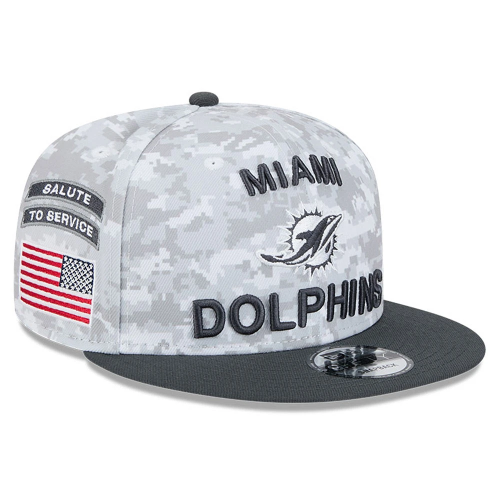 Men's New Era  White/Graphite Miami Dolphins 2024 Salute To Service 9FIFTY Snapback Hat