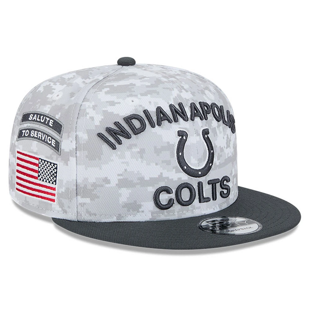 Men's New Era  White/Graphite Indianapolis Colts 2024 Salute To Service 9FIFTY Snapback Hat