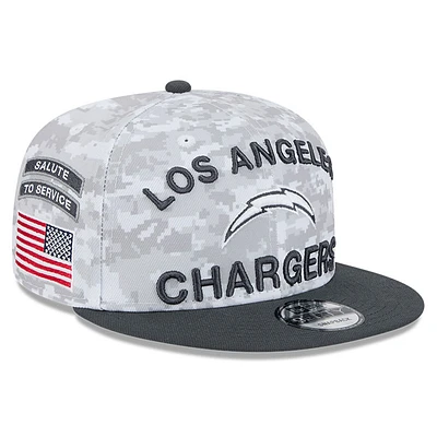 Men's New Era  White/Graphite Los Angeles Chargers 2024 Salute To Service 9FIFTY Snapback Hat