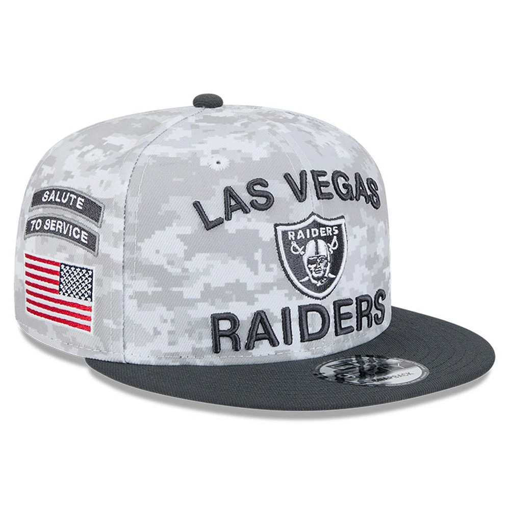 Men's New Era  White/Graphite Las Vegas Raiders 2024 Salute To Service 9FIFTY Snapback Hat