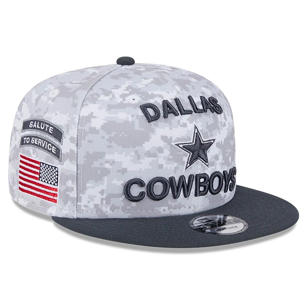 Men's New Era  White/Graphite Dallas Cowboys 2024 Salute To Service 9FIFTY Snapback Hat