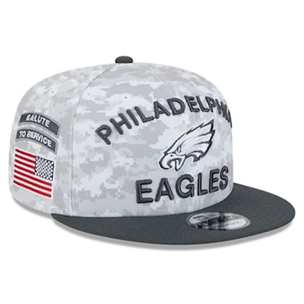 Men's New Era  White/Graphite Philadelphia Eagles 2024 Salute To Service 9FIFTY Snapback Hat