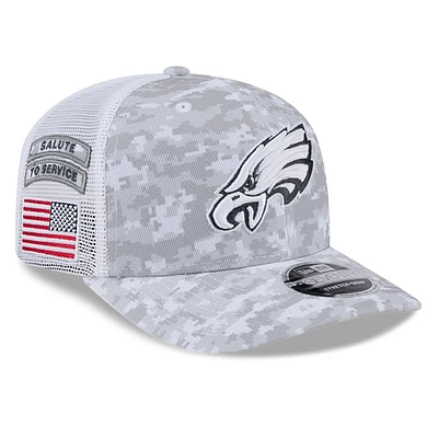 Men's New Era  White Philadelphia Eagles 2024 Salute To Service Digital Camo 9SEVENTY Stretch-Snap Hat