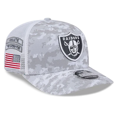 Men's New Era  White Las Vegas Raiders 2024 Salute To Service Digital Camo 9SEVENTY Stretch-Snap Hat