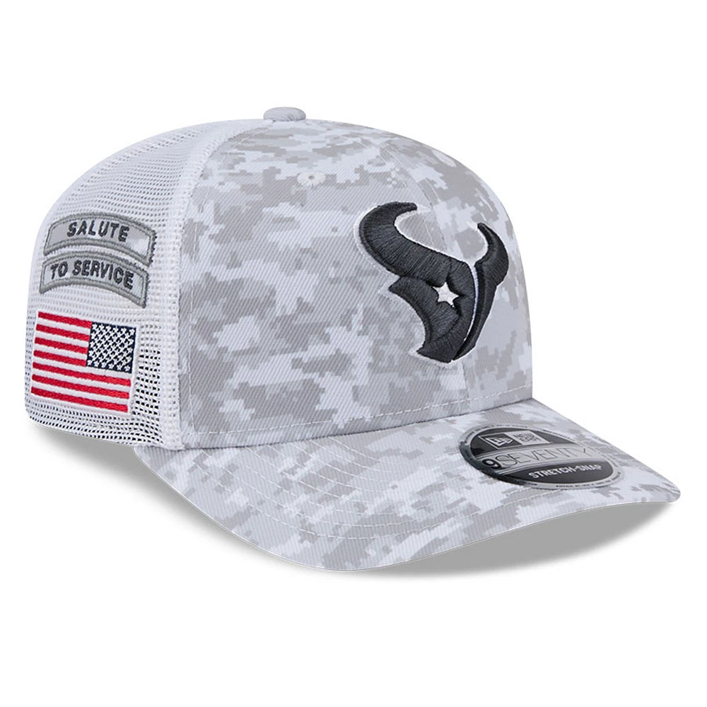 Men's New Era  White Houston Texans 2024 Salute To Service Digital Camo 9SEVENTY Stretch-Snap Hat