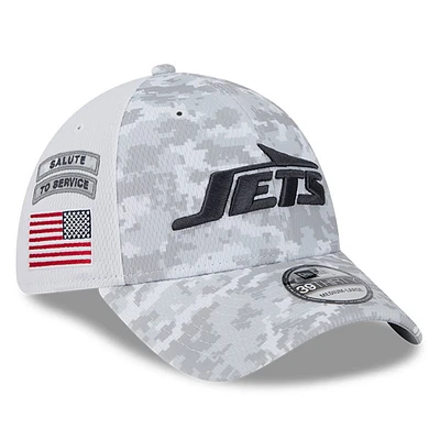 Men's New Era  White York Jets 2024 Salute To Service Digital Camo 39THIRTY Flex Hat