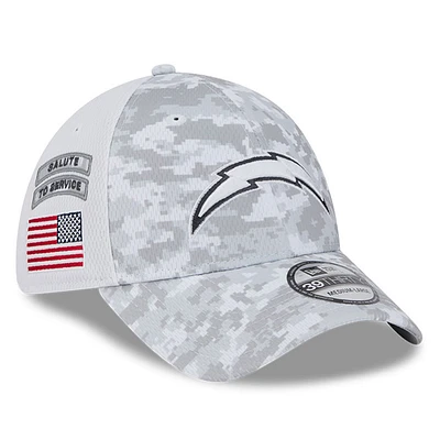 Men's New Era  White Los Angeles Chargers 2024 Salute To Service Digital Camo 39THIRTY Flex Hat