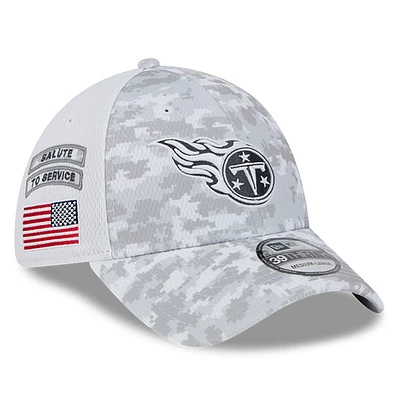 Men's New Era  White Tennessee Titans 2024 Salute To Service Digital Camo 39THIRTY Flex Hat